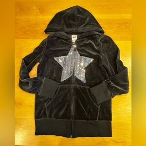 Circo Velour Front Zip Hoodie Girls size L 10-12 With Sequined Star